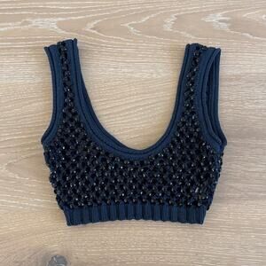 Diotima Bralette Embellished Knit Lady Size XXS Blue Black
